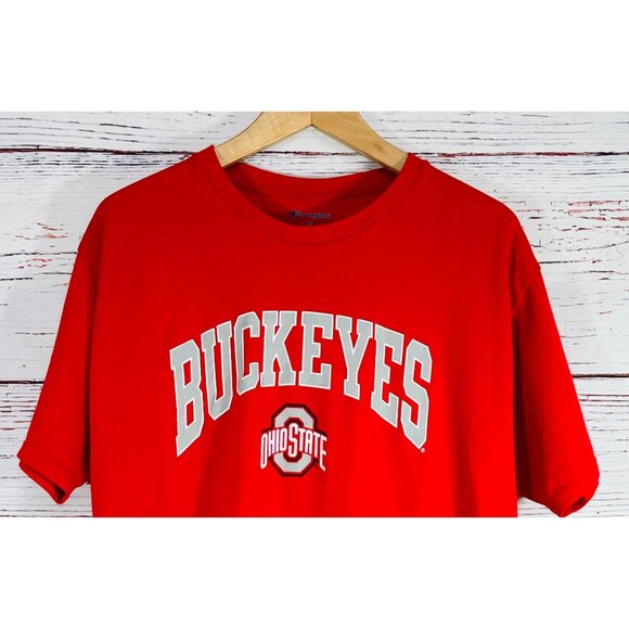 Ohio State Buckeyes Red Champion T-Shirt XL 100% Cotton Crewneck Unisex Casual S - Picture 7 of 8